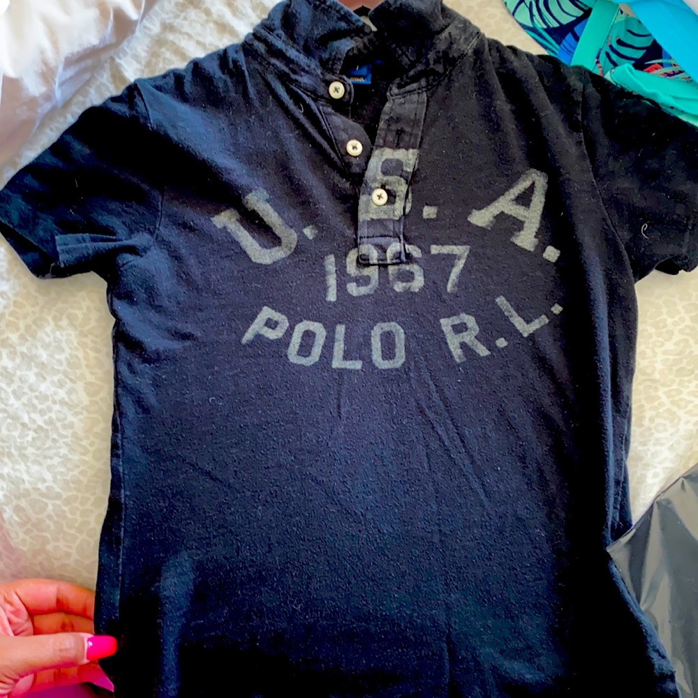 Black Ralph Lauren polo shirt boys size 7